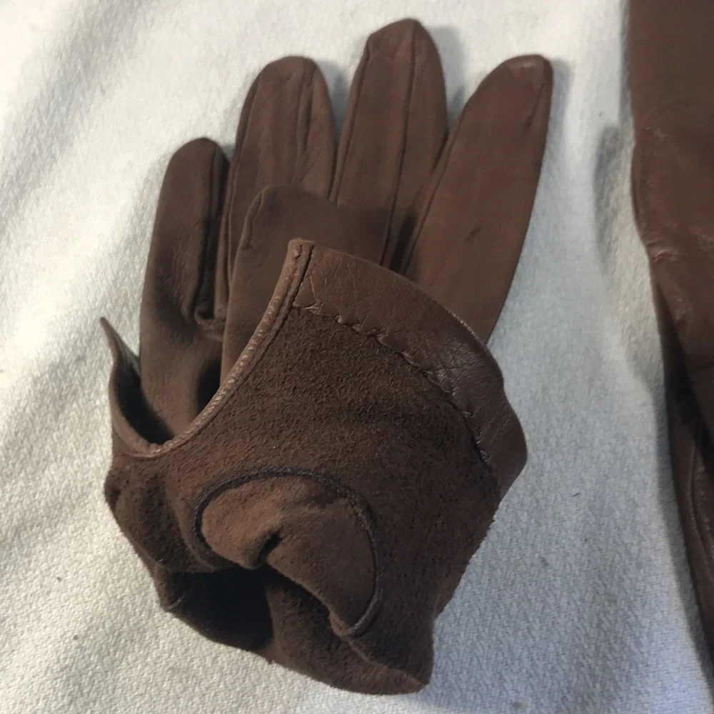 Elegant Butter Soft Brown Leather Second Skin Feel Fashion Driving Womens Gloves